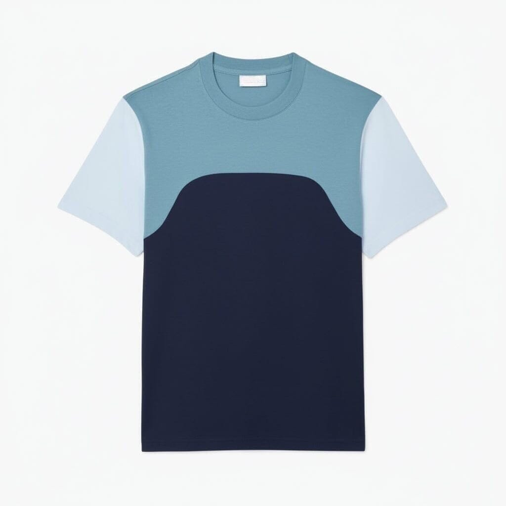 Baumwoll-Jersey T-SHIRT Mit Colour-Block Design Vahler Marineblau / Blau / Hellblau S 