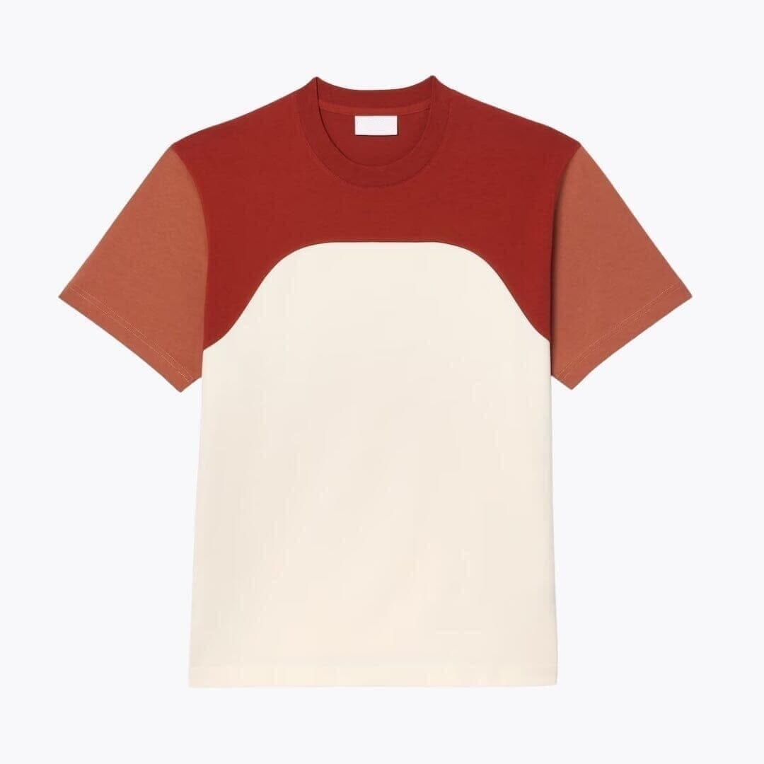 Baumwoll-Jersey T-SHIRT Mit Colour-Block Design Vahler Weiß / Braun / Hellbraun S 