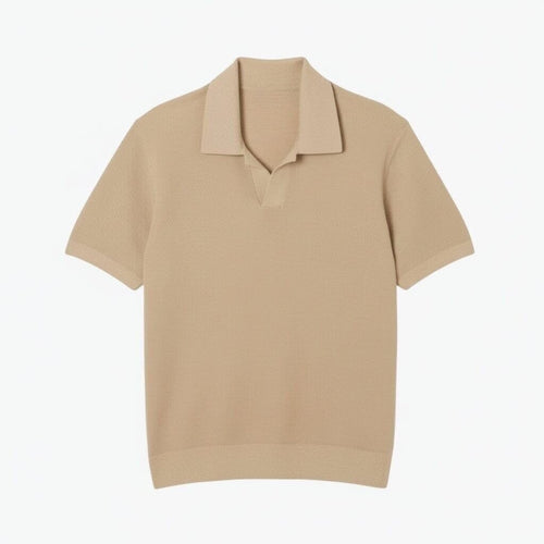 Baumwoll-Mix Pullover Mit Offenem Polokragen Vahler Beige S 