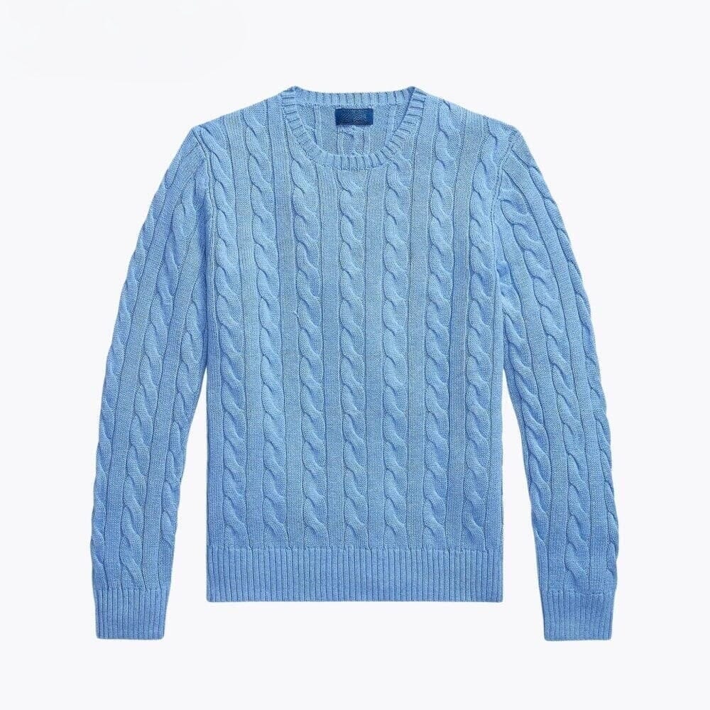 Baumwoll-Pullover Mit Zopfmuster Vahler Blau S 