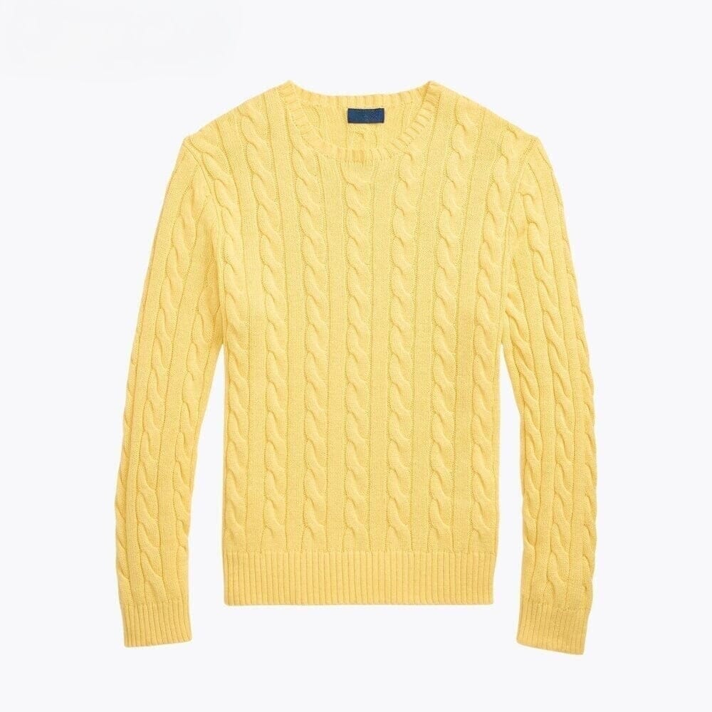 Baumwoll-Pullover Mit Zopfmuster Vahler Gelb S 