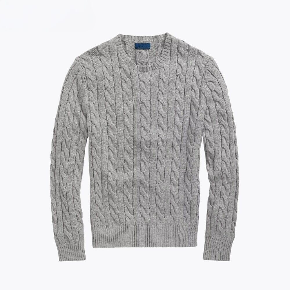 Baumwoll-Pullover Mit Zopfmuster Vahler Grau S 