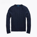 Baumwoll-Pullover Mit Zopfmuster Vahler Marineblau S 