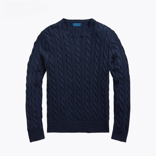 Baumwoll-Pullover Mit Zopfmuster Vahler Marineblau S 