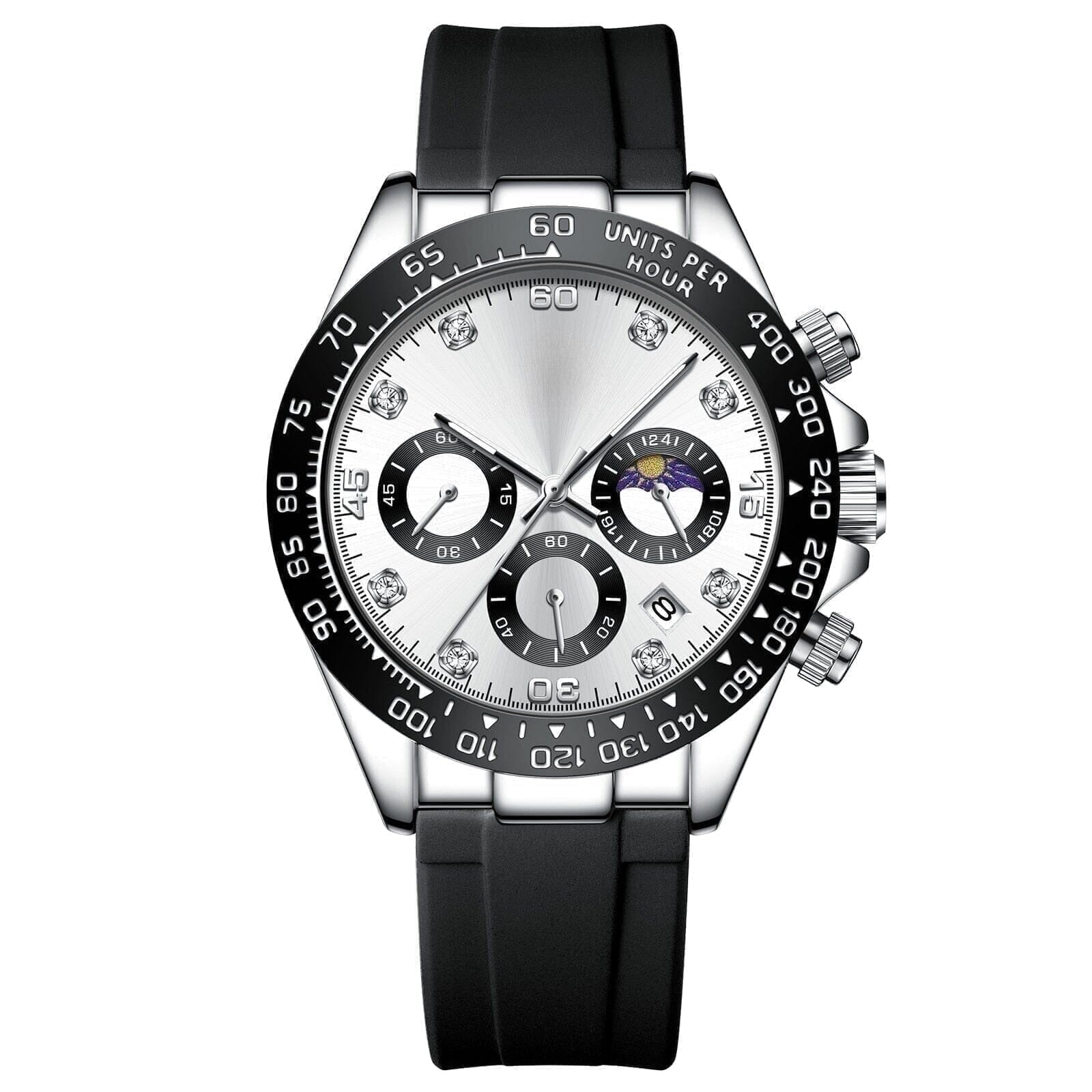 Chronograph Mit Datumsanzeige Vahler Silber Weiß 