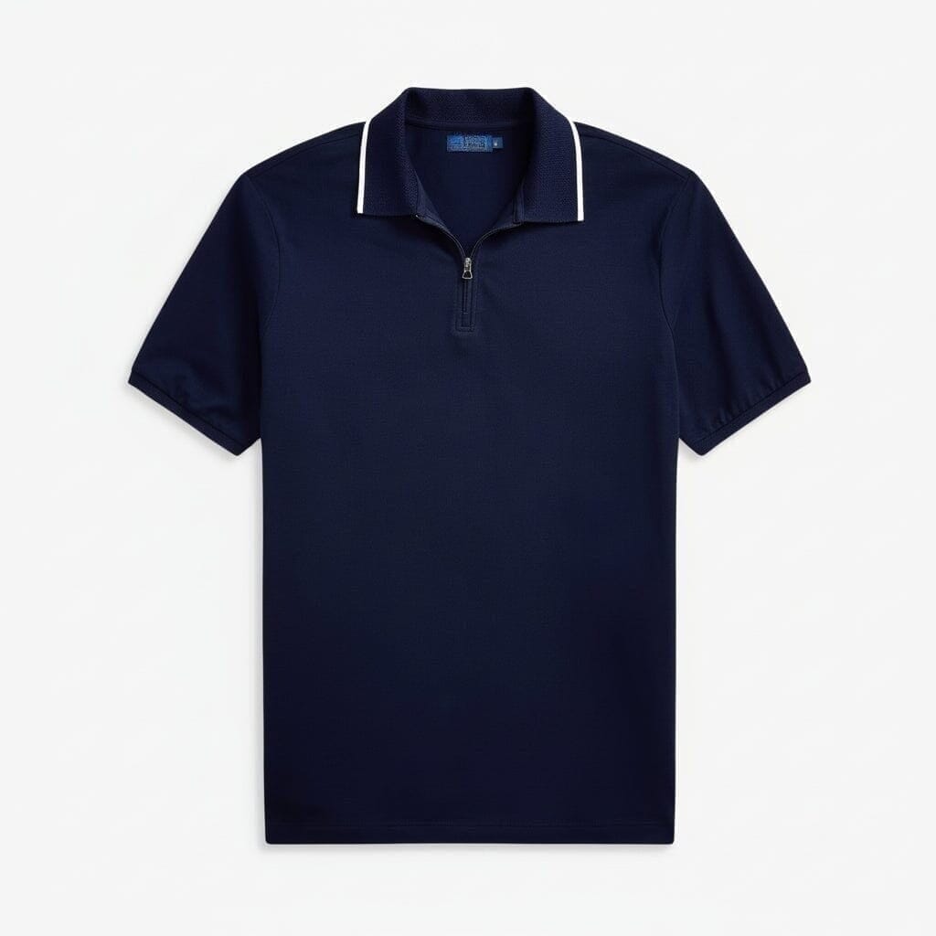 Classic Fit Stretch Mesh Poloshirt Vahler Elegantes Marineblau S 