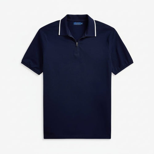 Classic Fit Stretch Mesh Poloshirt Vahler Elegantes Marineblau S 