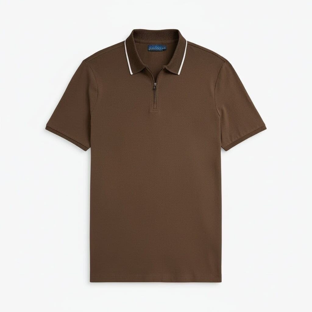 Classic Fit Stretch Mesh Poloshirt Vahler Kastanienbraun S 
