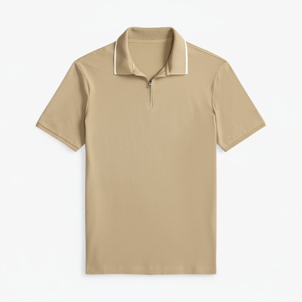 Classic Fit Stretch Mesh Poloshirt Vahler Klassisches Khaki S 