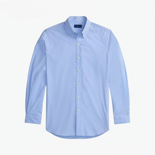 Classic Fit Stretch Poplin Hemd Vahler Blau S 