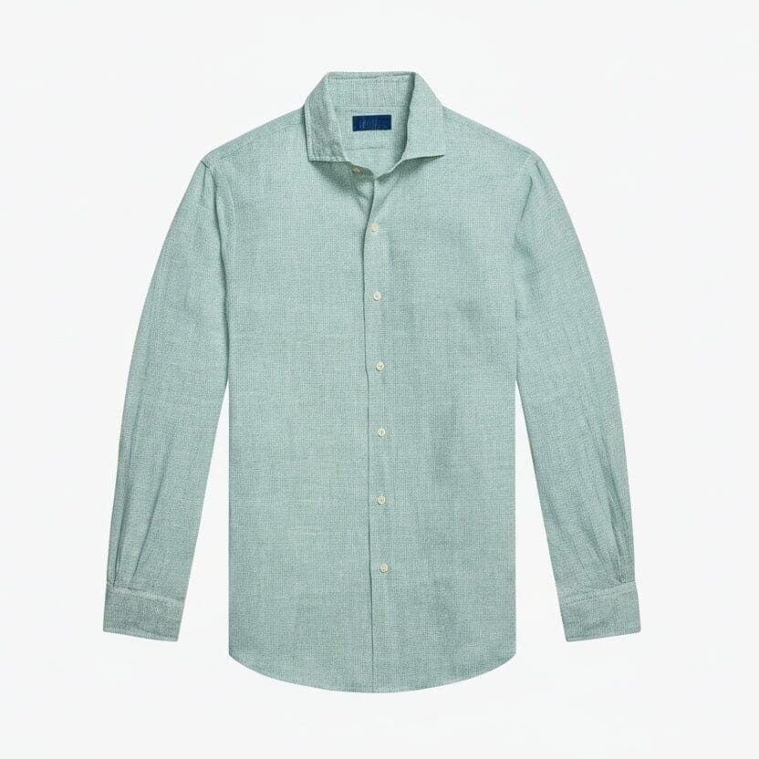 Custom Fit Leinenhemd Vahler Grün Weiß S 