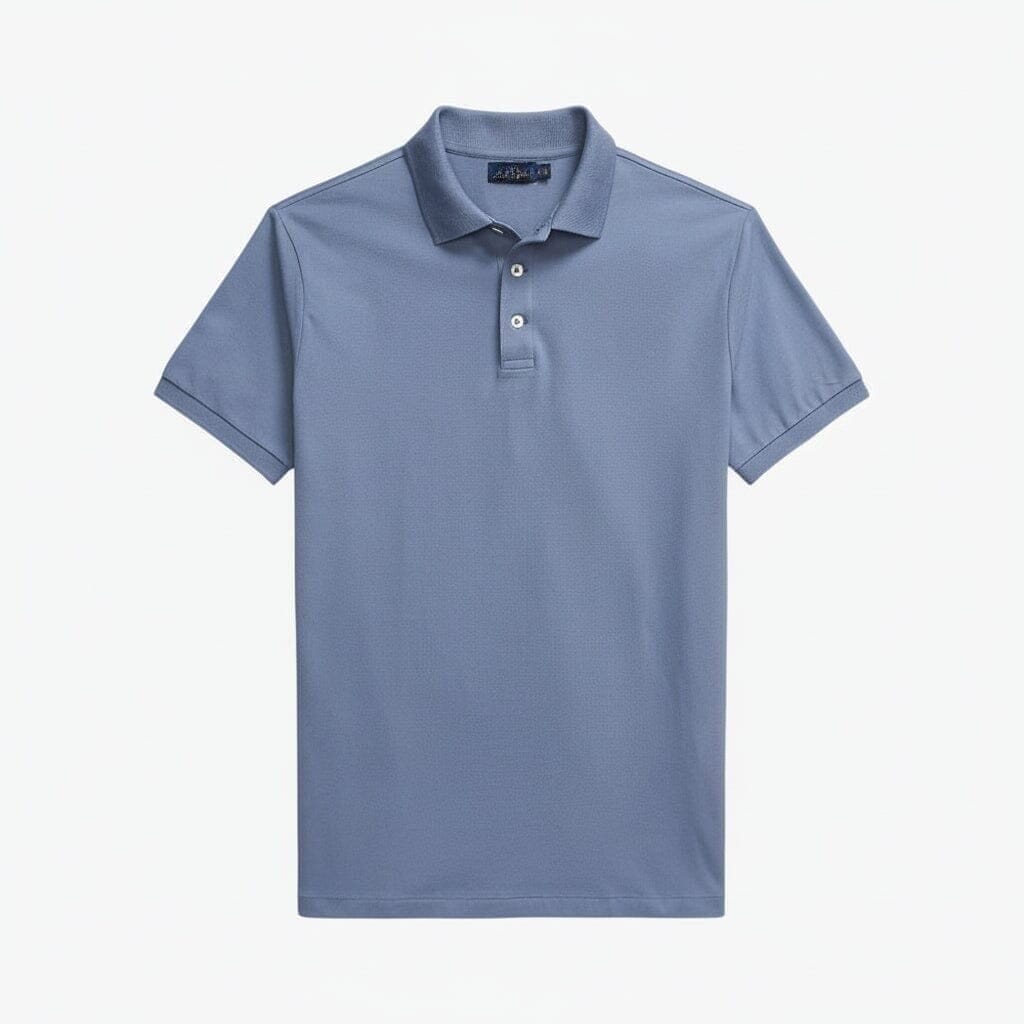 Custom Slim Fit Stretch Mesh Polo-Shirt Vahler Blau S 