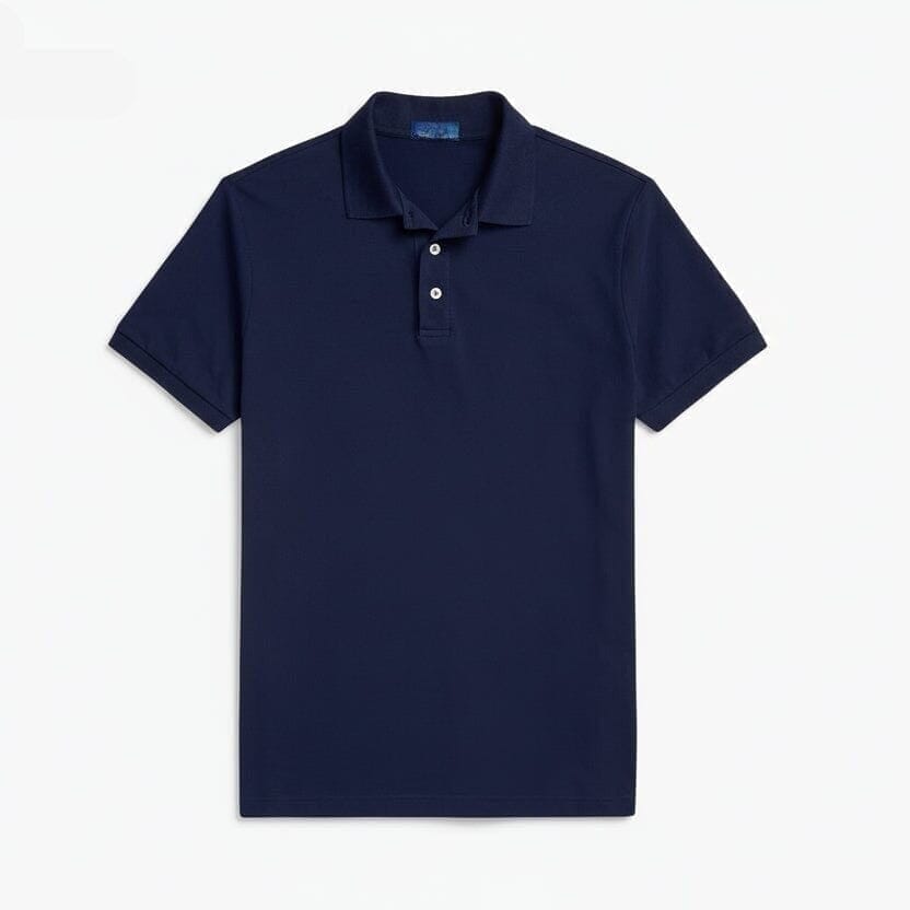 Custom Slim Fit Stretch Mesh Polo-Shirt Vahler Marineblau S 