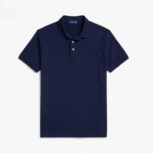 Custom Slim Fit Stretch Mesh Polo-Shirt Vahler Marineblau S 