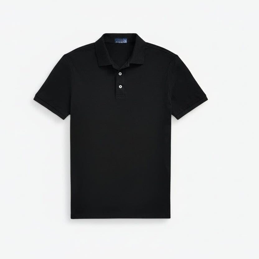 Custom Slim Fit Stretch Mesh Polo-Shirt Vahler Schwarz S 