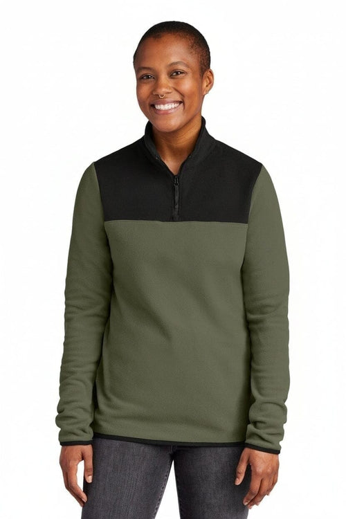 Damen Glacier 1/4-Zip Fleecejacke Vahler Neues Taupe-Grün/Schwarz S 