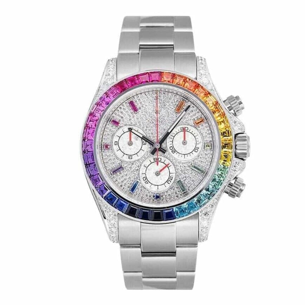 Daytona 18kt Weißgold Mit Diamant-Besatz Custom Rainbow 116509 Vahler 