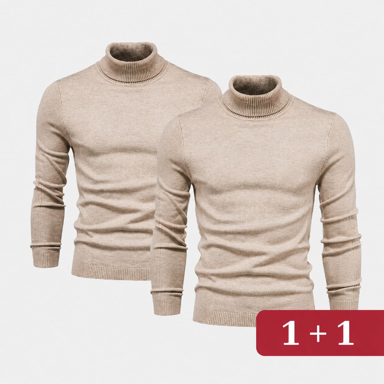 Double Elegance Rollkragenpullover – Kaufe 1, Erhalte 1 Gratis Vahler Beige Schwarz S