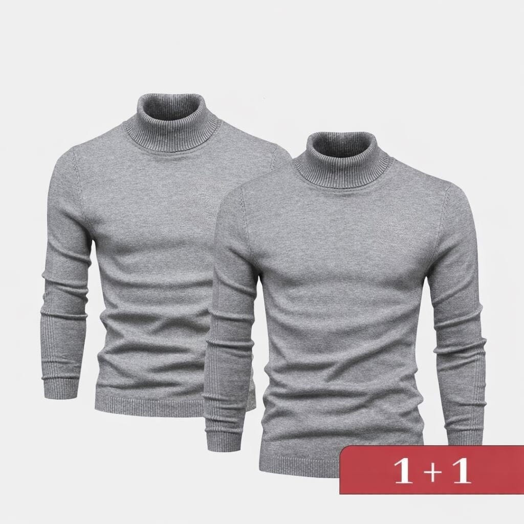 Double Elegance Rollkragenpullover – Kaufe 1, Erhalte 1 Gratis Vahler Grau Schwarz S