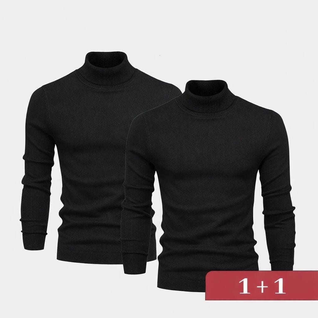 Double Elegance Rollkragenpullover – Kaufe 1, Erhalte 1 Gratis Vahler Schwarz Schwarz S