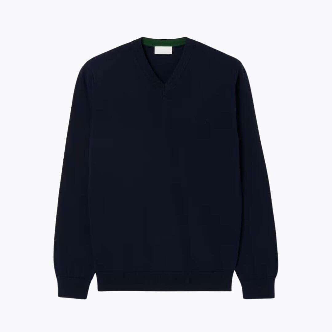 Einfarbiger Baumwoll-Pullover Mit V-Ausschnitt Vahler Mitternachtsblau S 