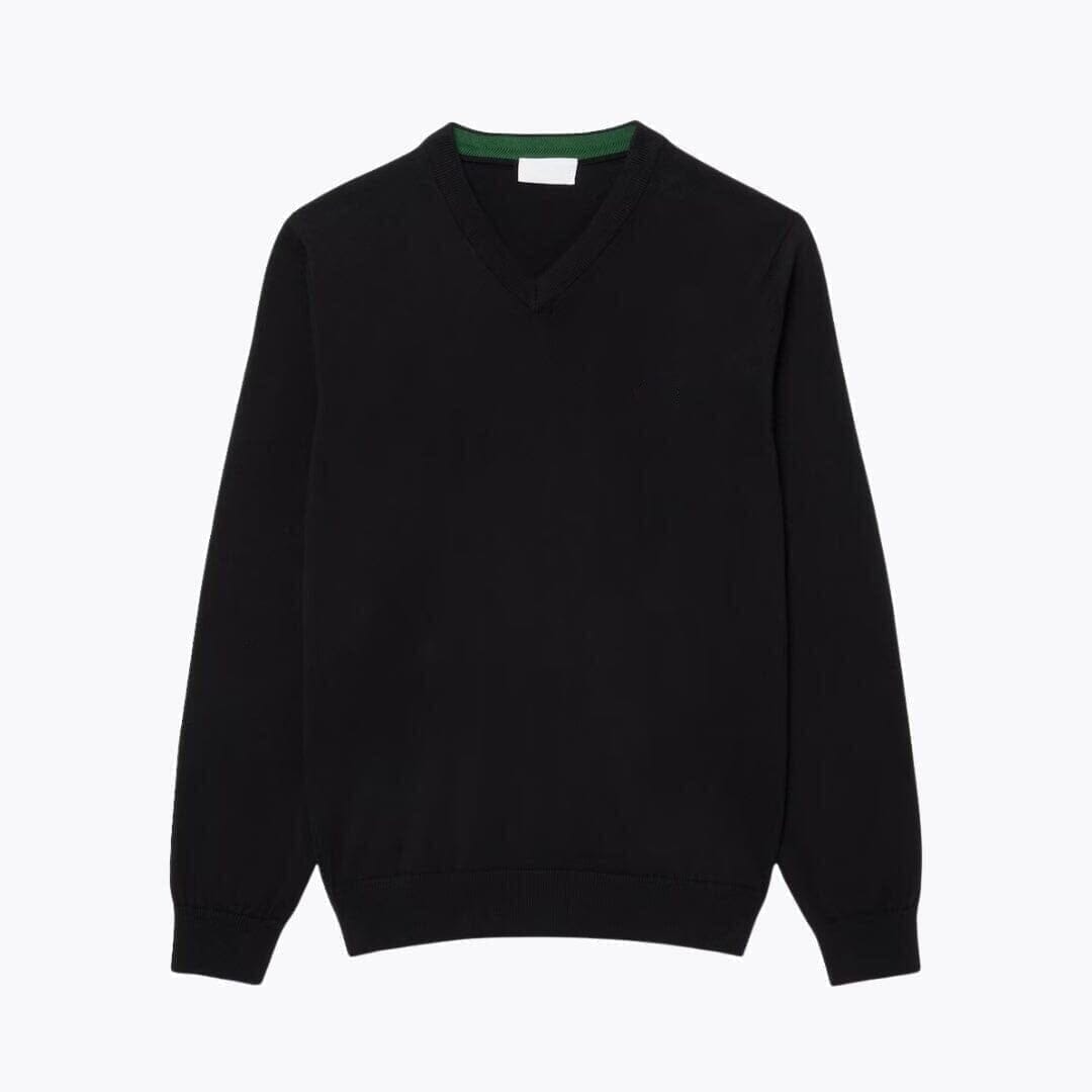 Einfarbiger Baumwoll-Pullover Mit V-Ausschnitt Vahler Schwarz S 