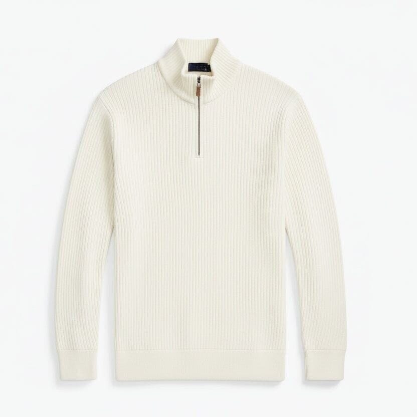 Estate-Rib Pullover Mit Viertel-Reißverschluss Vahler Pergament Creme S 