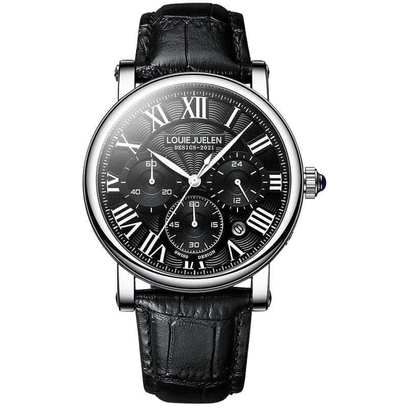 Executive Klassik Herrenuhr Vahler Silber mit Schwarz 