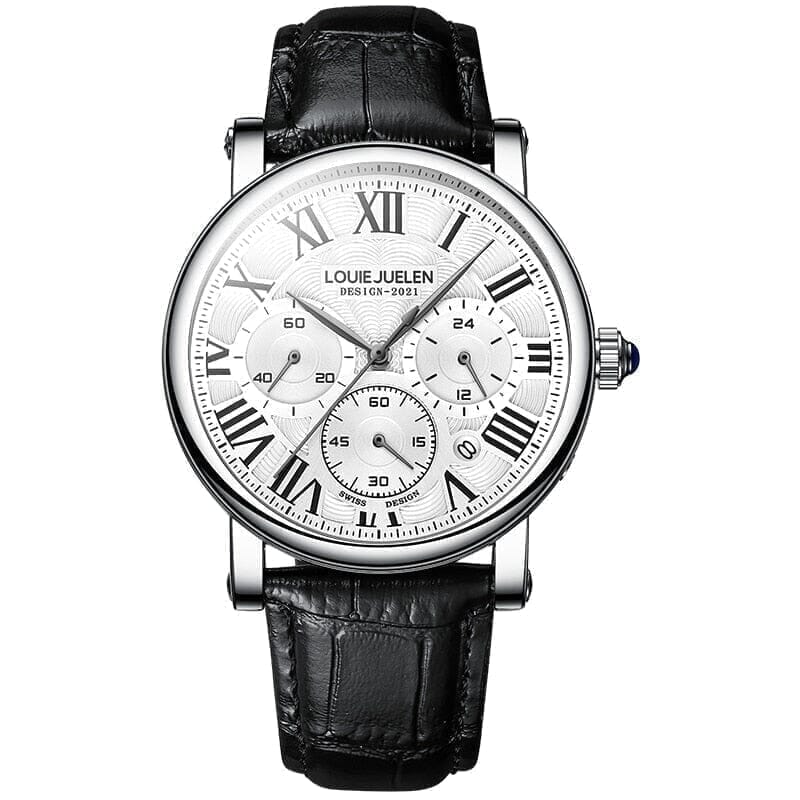 Executive Klassik Herrenuhr Vahler Silber mit Weiß 
