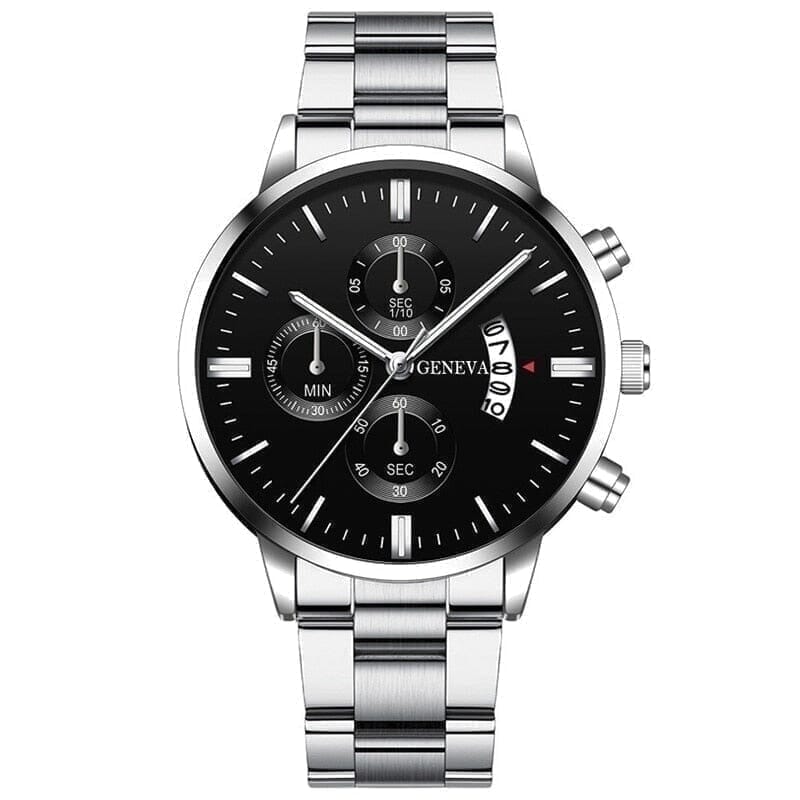 Geneva Diplomacy Herrenuhr Vahler Geneva Reverse Schwarz Silber 