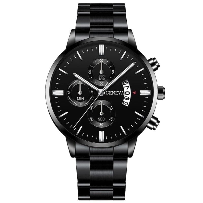 Geneva Diplomacy Herrenuhr Vahler Geneva Schwarz Silber 