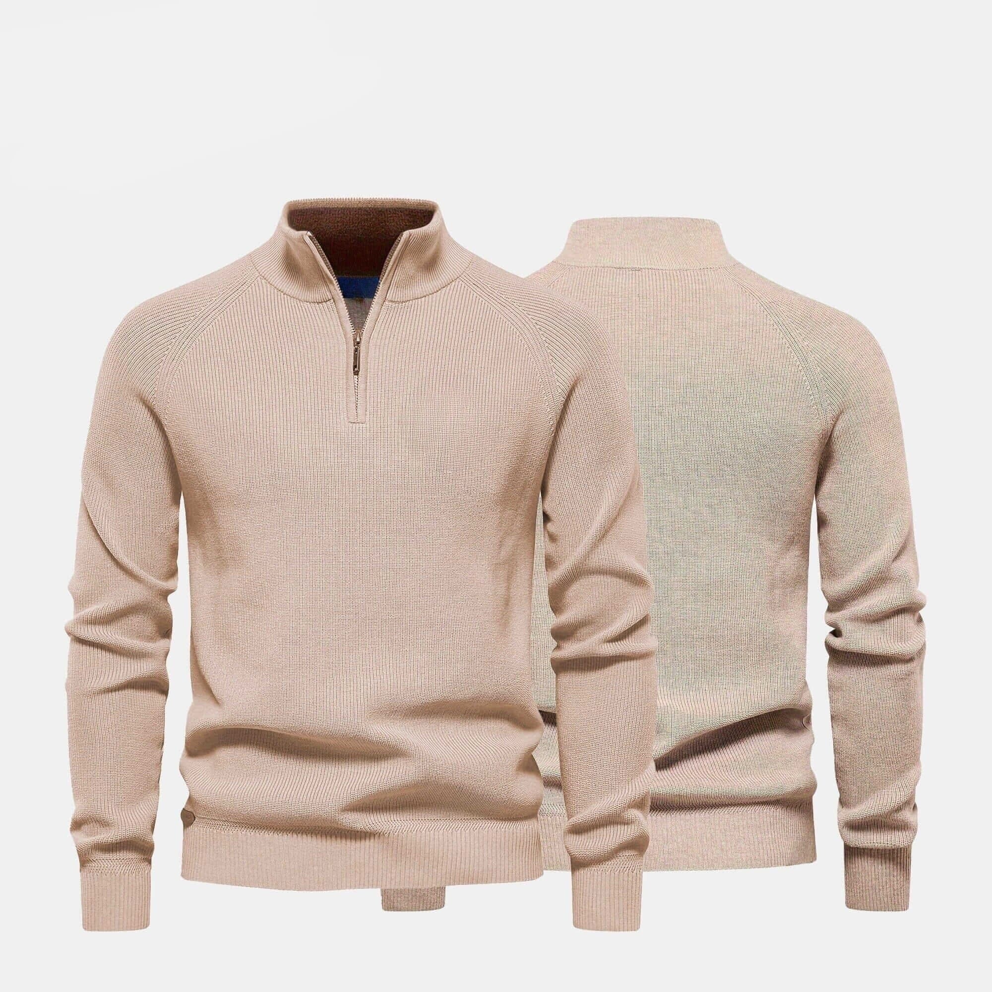 Gerippter Zip-Pullover Premium Vahler Blau S 