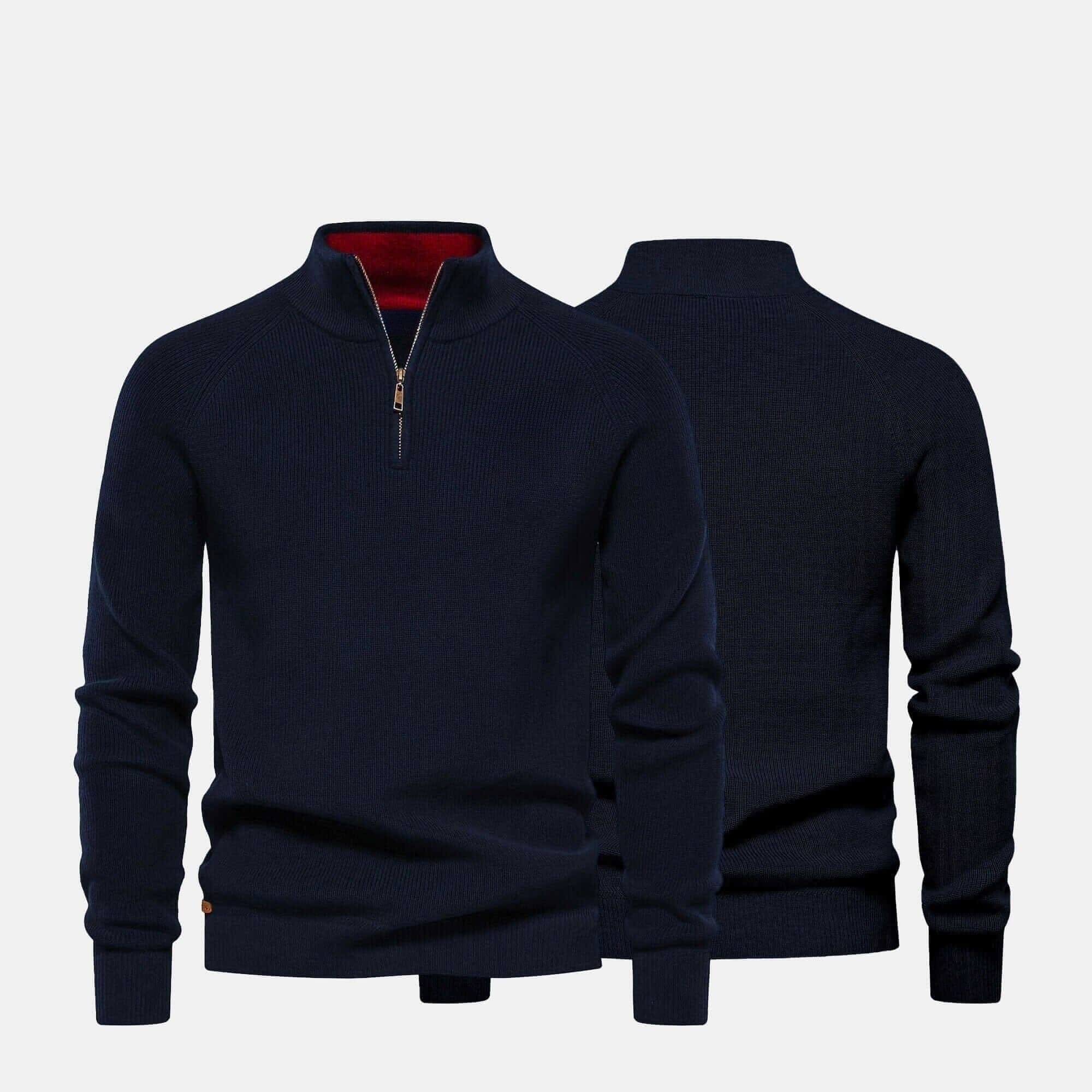 Gerippter Zip-Pullover Premium Vahler Grün S 