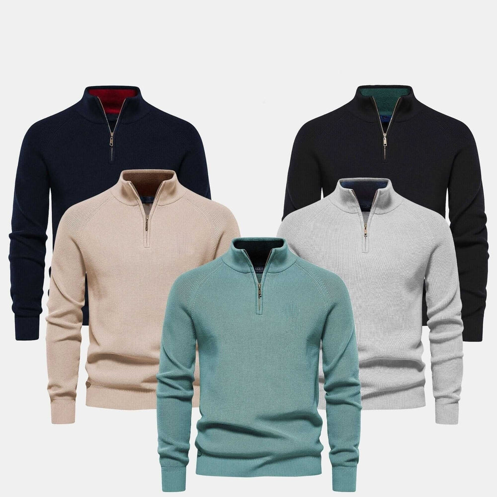 Gerippter Zip-Pullover Premium Vahler Schwarz S 