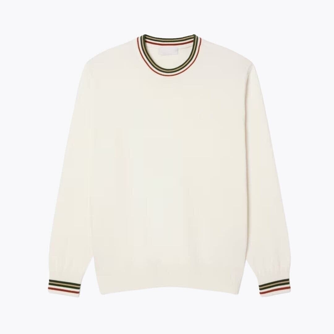 Gestreifter Baumwoll-Jersey Pullover Vahler Weiß / Grün S 