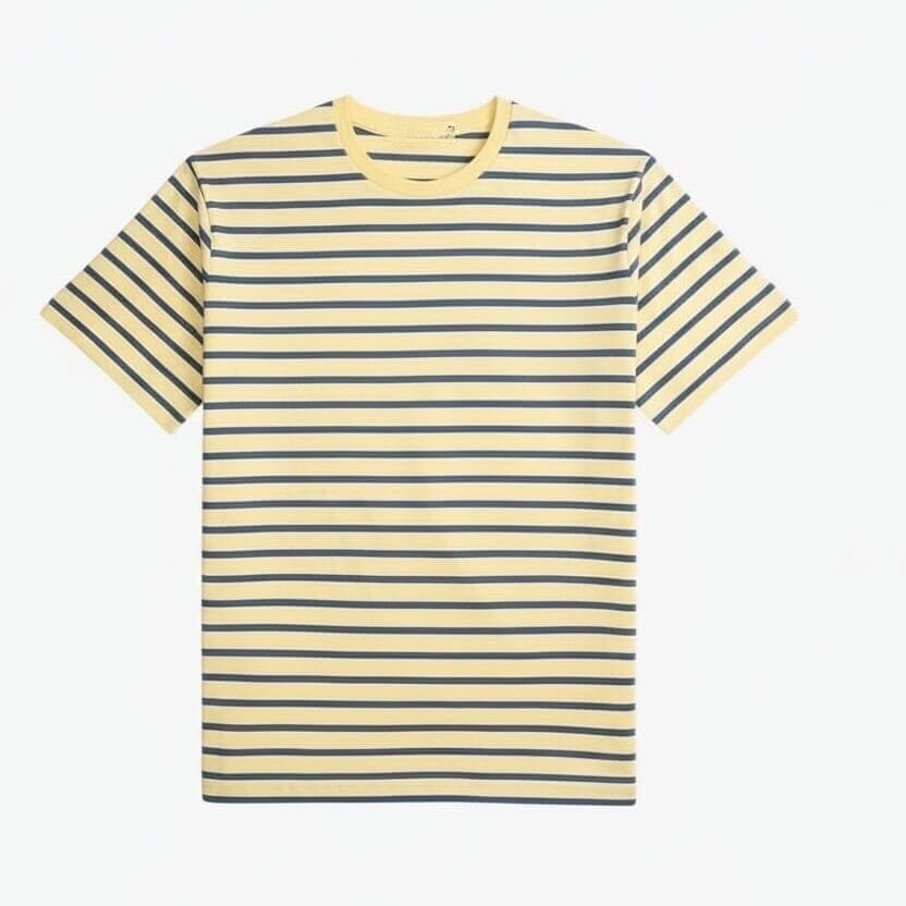 Gestreiftes Jersey Rundhals T-SHIRT Vahler Gelb/Königsblau S 