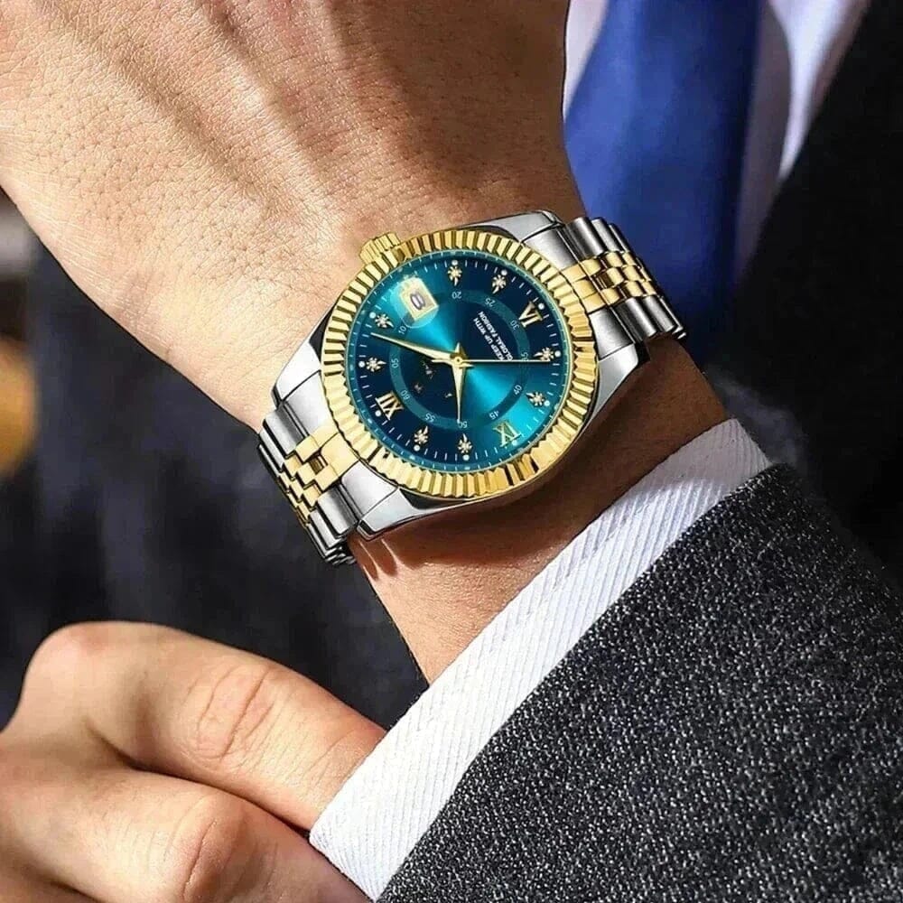Goldenstar 40mm Herrenarmbanduhr - Wasserdicht - Edelstahl Vahler 