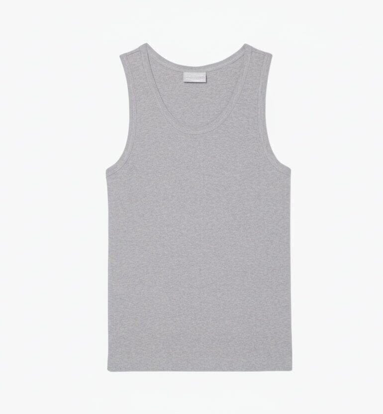 Herren Tank Top Slim Fit Aus Gerippter Baumwolle Vahler Hellgrau S 