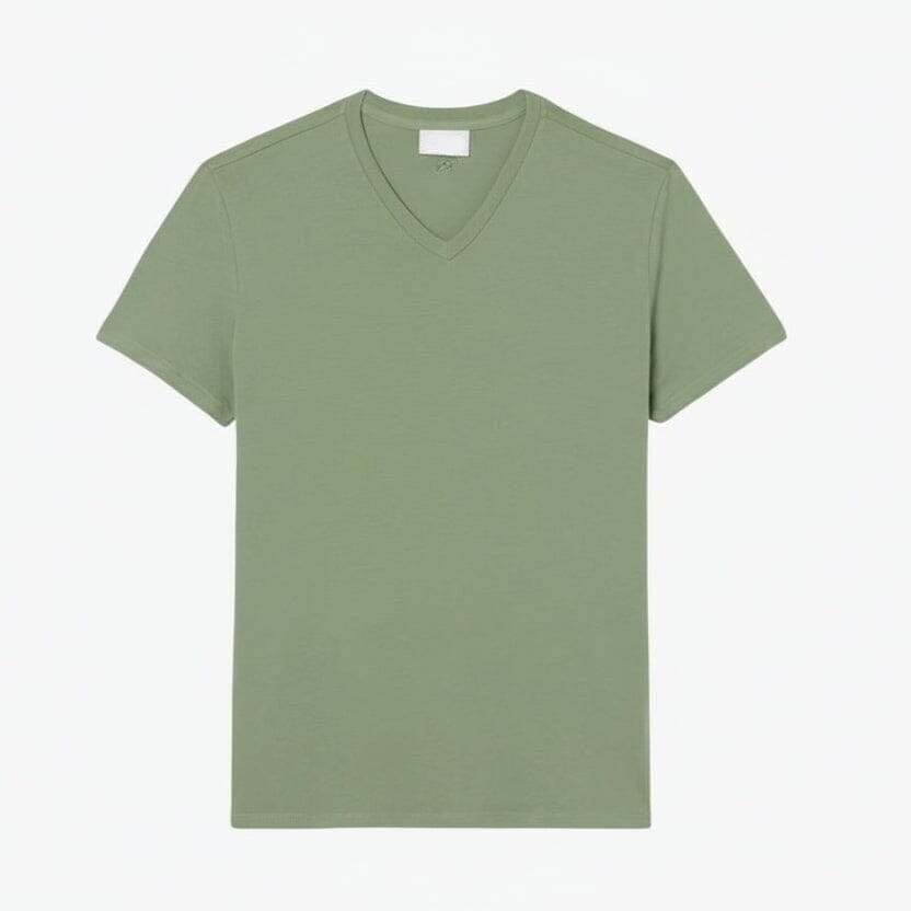 Herren V-Ausschnitt T-SHIRT Aus Leichter Pima-Baumwolle Vahler Grün S 