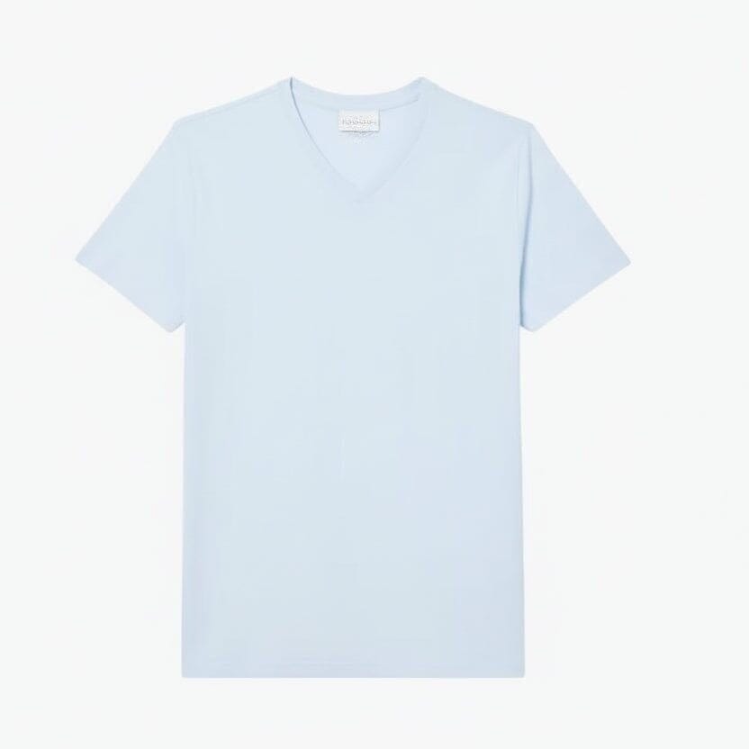 Herren V-Ausschnitt T-SHIRT Aus Leichter Pima-Baumwolle Vahler Hellblau S 