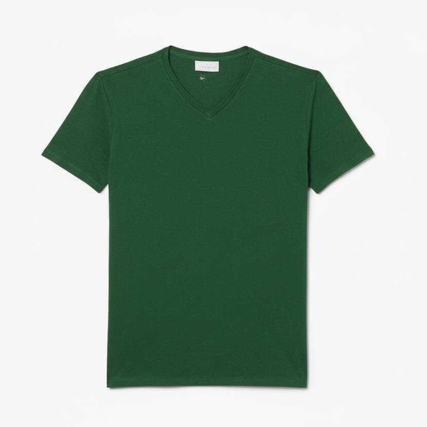 Herren V-Ausschnitt T-SHIRT Aus Leichter Pima-Baumwolle Vahler Tannengrün S 