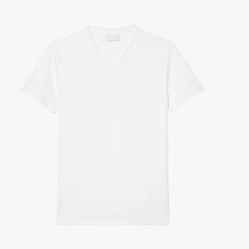 Herren V-Ausschnitt T-SHIRT Aus Leichter Pima-Baumwolle Vahler Weiß S 