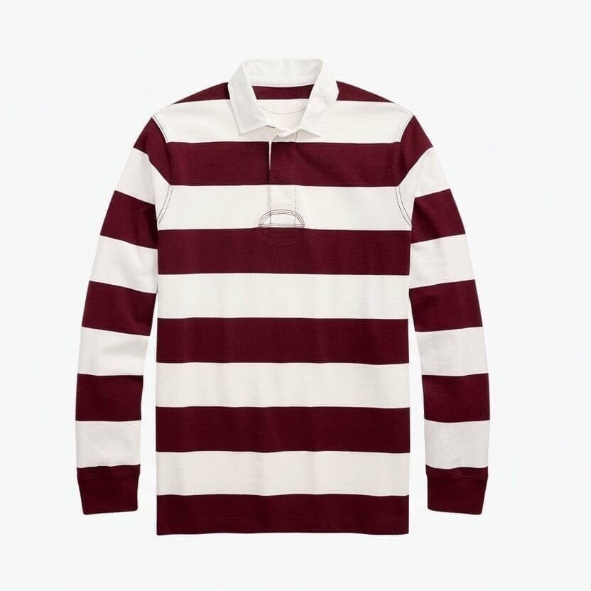 Klassisches Rugby-Shirt Vahler Klassisches Weinrot/Creme S 