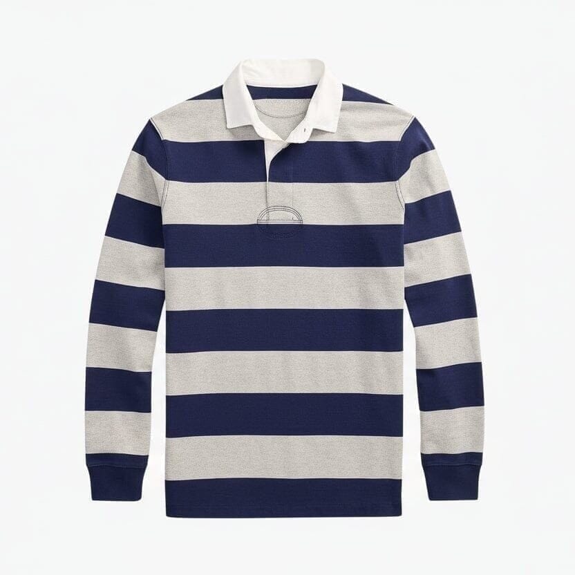 Klassisches Rugby-Shirt Vahler Newport Marine/Grau S 