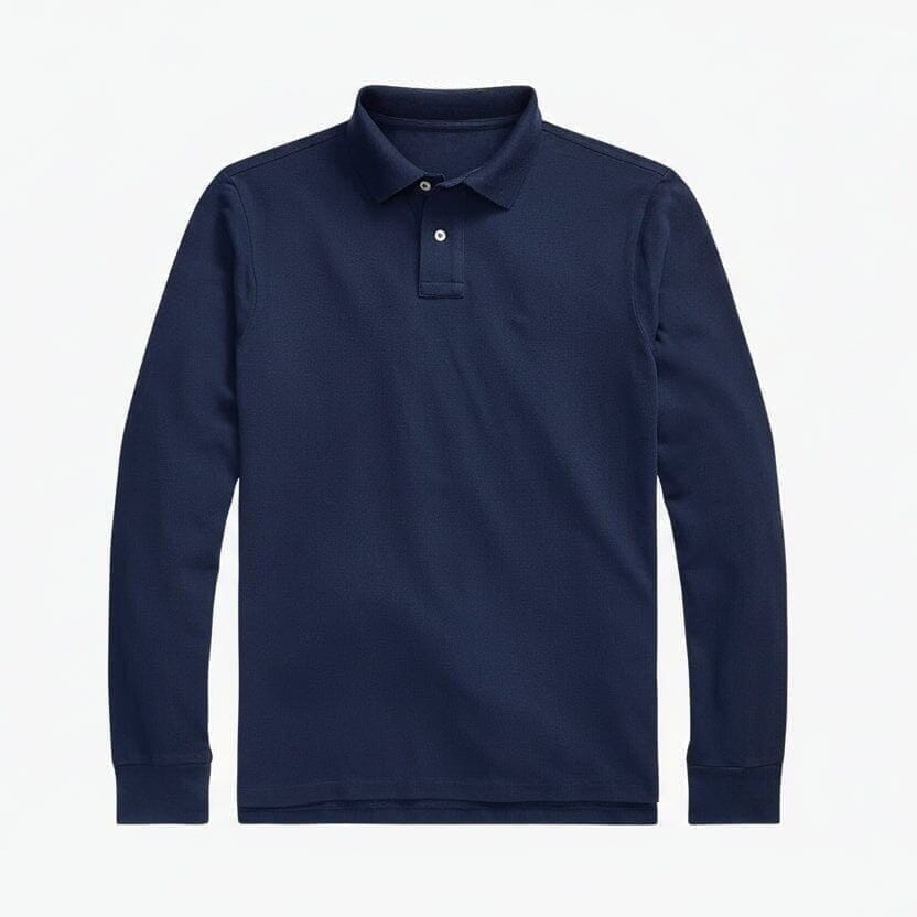 Langarm-Poloshirt Aus Mesh-Baumwolle Vahler Newport Marine S 