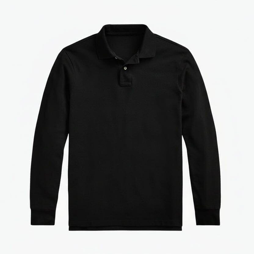Langarm-Poloshirt Aus Mesh-Baumwolle Vahler Polo Schwarz S 