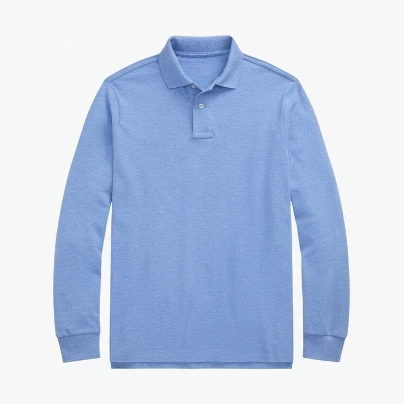 Langarm-Poloshirt Aus Mesh-Baumwolle Vahler Sanftes Royal Meliert S 