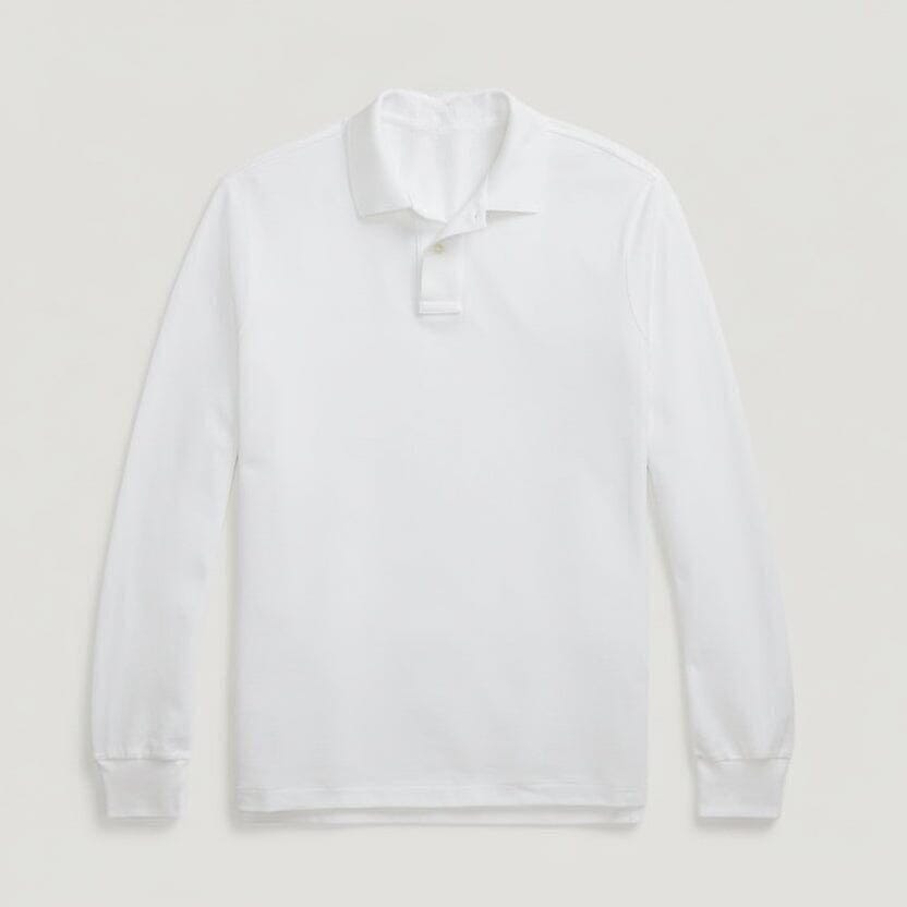 Langarm-Poloshirt Aus Mesh-Baumwolle Vahler Weiß S 