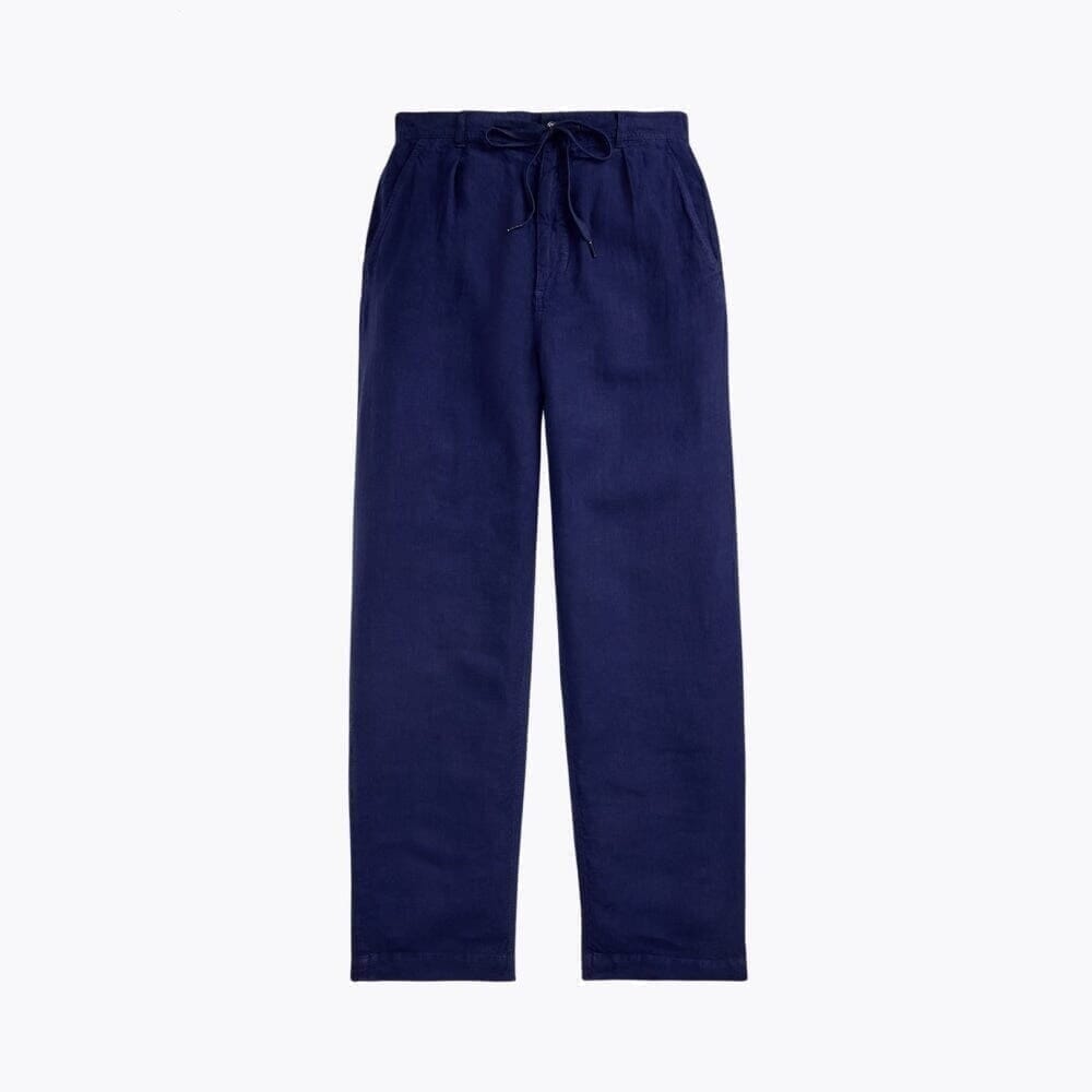 Lateef Relaxed Fit Leinen-Hose Mit Falten Vahler Marineblau 28 