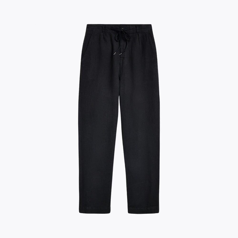 Lateef Relaxed Fit Leinen-Hose Mit Falten Vahler Schwarz 28 